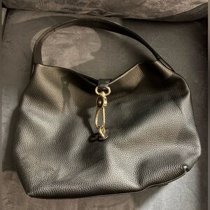 Dooney & Bourke Black Pebbled Leather Hobo with Gold Hardware